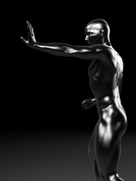 3d rendered illustration of a metal man
