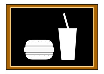 Poster - Restauration rapide : Menu burger et boisson, tableau noir