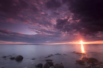 Poster - Beautiful moody sunrise with stormclouds, southern of Sweden