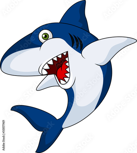 Naklejka - mata magnetyczna na lodówkę Smiling shark cartoon