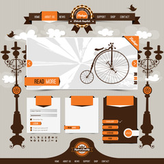 vintage website template with retro, classic elements