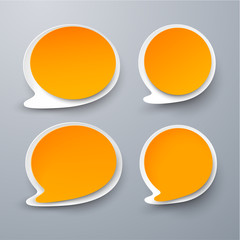 Wall Mural - Paper set of rounded orange speech bubble.