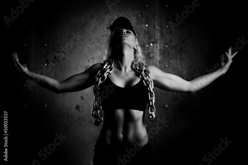 Foto-Schiebevorhang Komplettsystem - Young sports woman (von chaossart)