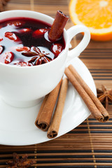 Wall Mural - Traditional mulled wine with almonds and cinnamon