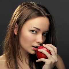 Woman with apple