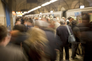 busy subway platform in rome, italy
