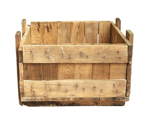 Wall Mural - old wooden box isolated on white background