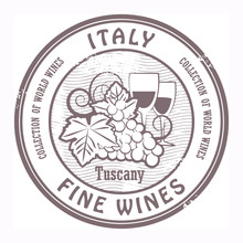 Grunge Stamp With Words Italy, Fine Wines, Vector Illustration