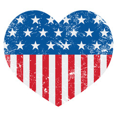 USA America retro heart flag - vector