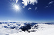 View down on typical Alpine ski resort