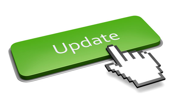 Green update button and hand cursor concept