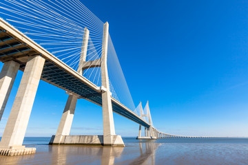 Poster - Modern bridge fragment: Vasco da Gama Bridge, Lisbon