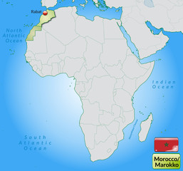  Übersichtskarte von Marokko mit Landesflagge