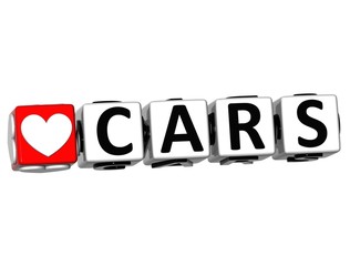 Poster - 3D Love Cars Button Click Here Block Text