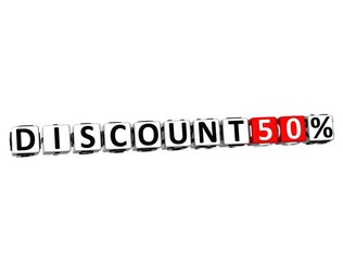 Poster - 3D Discount 50% Button Click Here Block Text