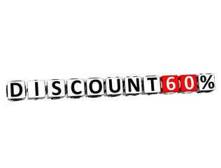 Poster - 3D Discount 60% Button Click Here Block Text