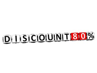 Poster - 3D Discount 80% Button Click Here Block Text