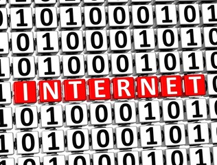 Poster - 3D Word Internet inside zero one blocks