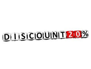 Poster - 3D Discount 20% Button Click Here Block Text