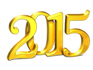 Sticker - 3D Gold Year 2015 on white background