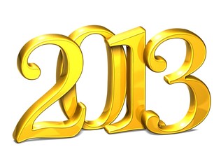 Poster - 3D Gold Year 2013 on white background