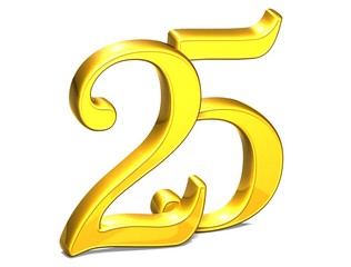 Poster - 3D Gold Twenty-Five on white background