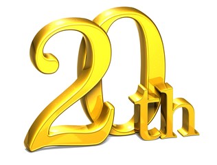 Poster - 3D Gold Twentieth on white background