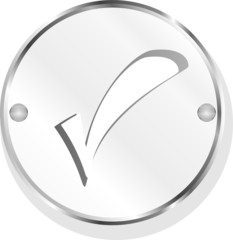 Poster - Check mark or yes icon on round stainless steel modern button