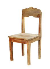 Wall Mural - Vintage wooden chair isolated on white background