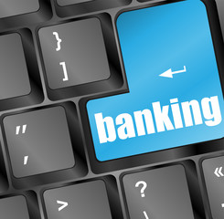 Poster - Keyboard with blue enter button banking