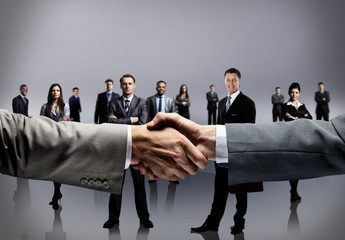 Wall Mural - handshake isolated on business background