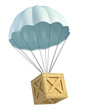 wooden crate with parachute
