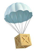 Wooden Crate With Parachute