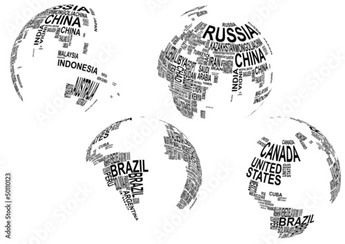 Nowoczesny obraz na płótnie world map with country name