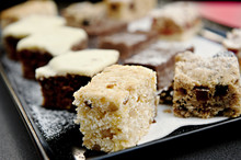 A Tray Of Homemade Baked Goods, Featuring Coconut Slice
