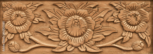 Naklejka na meble flower carved on wood