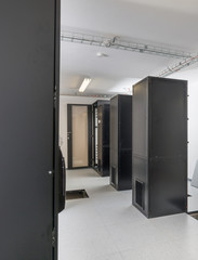 Poster - server cabinets inside data center room