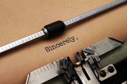 Sincerely  text on typewriter