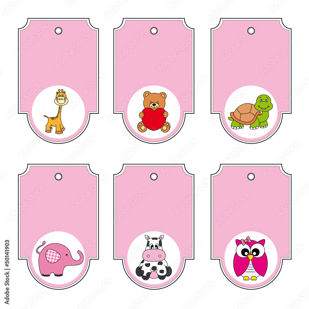 cartoon animals labels set Stock Vector | Adobe Stock