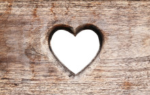 Wooden Planks Background With Heart Shape