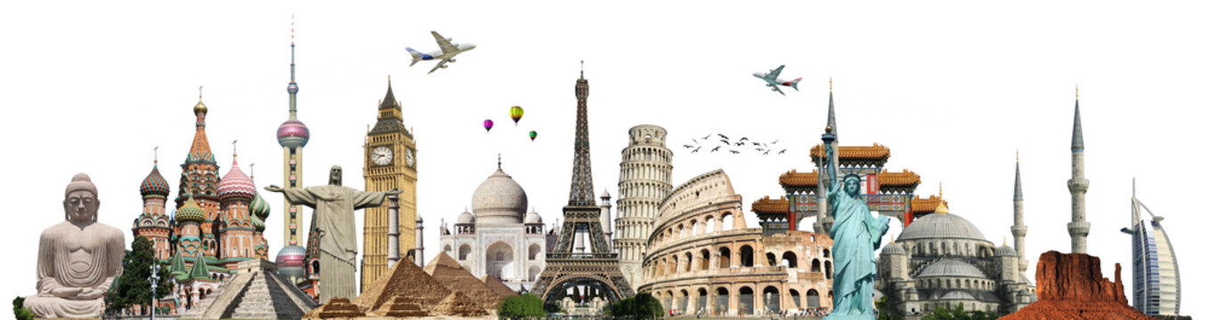 travel the world monuments concept
