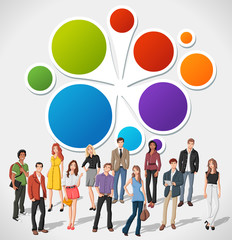 Wall Mural - Colorful template with fashion cartoon young people