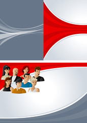 Red and gray template with young people