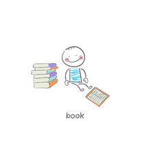 Reader Of Books. Illustration.
