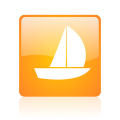Aufkleber - yacht orange square glossy web icon