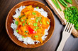 Curry with prawns, vegetables and chives