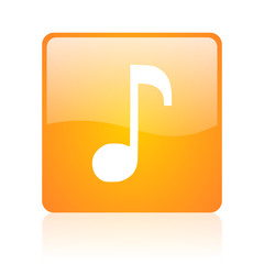 Aufkleber - music orange square glossy web icon
