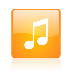 Aufkleber - music orange square glossy web icon