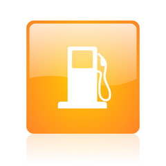 fuel orange square glossy web icon