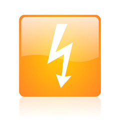 Poster - lightning orange square glossy web icon